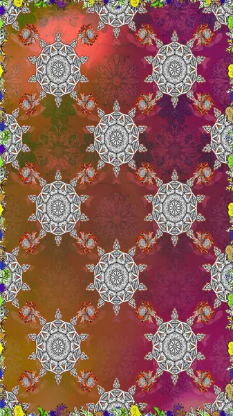 Güzel çiçek deseni. Kahverengi ve gri renkli çiçekler. Renkli Bahar Temalı Kusursuz Arkaplan. Düz Çiçek Elementleri Tasarımı.