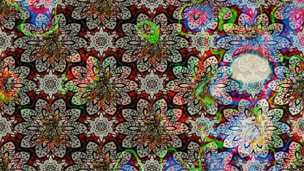 Tarafsız renklerde. Raster illüstrasyonu. Çiçek. Taslak dekoratif arka plan, çiçek mandala.