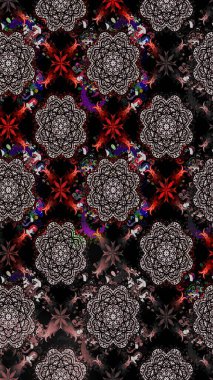 Soyut etnik raster çizim kalıbı. Kabile sanatı boho baskısı, klasik çiçek arkaplanı. Arkaplan dokusu, duvar kağıdı, siyah renkli çiçek teması.