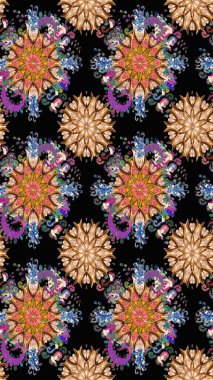 Sevimli çiçek raster deseni. Modaya uygun kumaş deseni. Renkli Yaz Temalı eskiz kalıbı. Düz Çiçek Elementleri Tasarımı.