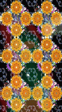 Çizim çiçek deseni duvar kağıdı, web sitesi arka planı, ambalaj kağıdı, davetiye, broşür, afiş veya web sitesi için kullanılabilir. El çizimi Raster çizimi. Parlak elementlerin.