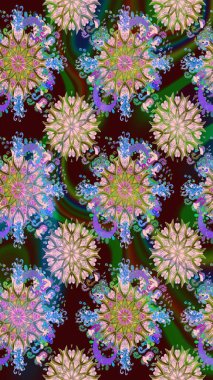 Çiçekli güzel suluboya desen. Raster illüstrasyonu. Kahverengi renklerde.