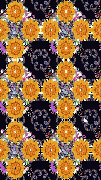 Siyah üzerine çiçekler. Eskiz arkaplan modeli. Suluboya, elle çizilmiş. Raster stoku.