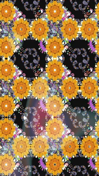 Gri renkli etnik çiçekli zarif eskiz deseni. Raster Çiçek İllüstrasyon Şirin Tekstil.