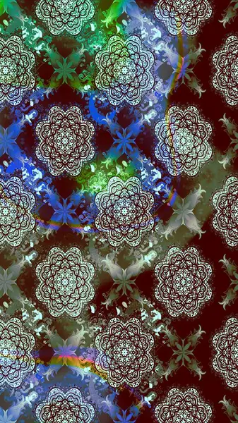 Küçük çiçekli yay deseni çiz. Raster illüstrasyonu. Suluboya tarzında kahverengi renkler üzerine.