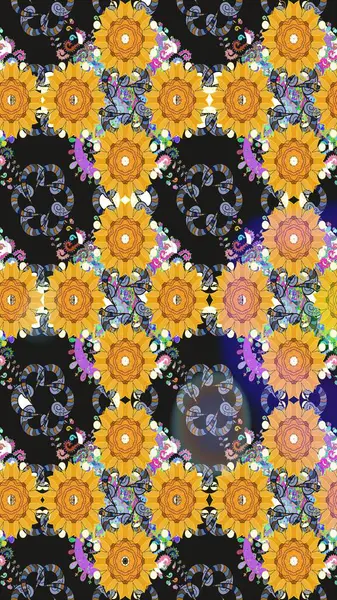 Tropik çiçek desenleri. Raster illüstrasyonu. Gri renkli çiçekler.