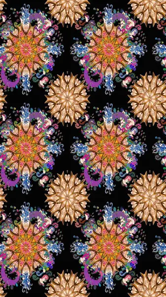 Sevimli çiçek raster deseni. Modaya uygun kumaş deseni. Renkli Yaz Temalı eskiz kalıbı. Düz Çiçek Elementleri Tasarımı.