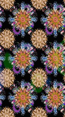 Raster suluboya çiçek deseni, narin çiçekler, siyah çiçekler, tebrik kartı şablonu. Güzel kumaş deseni.