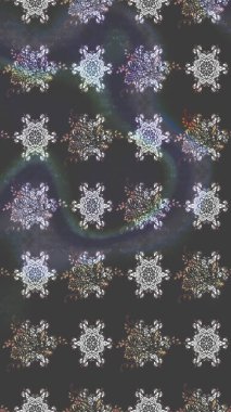 Gri renkli etnik çiçekli zarif eskiz deseni. Asya Tekstil 'inde Raster Çiçek İllüstrasyonu.