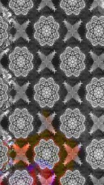 Raster illüstrasyonundaki çiçek desenli çizim. Gri renkli çiçekler. Renkli Bahar Teması eskiz kalıbı. Düz Çiçek Elementleri Tasarımı.