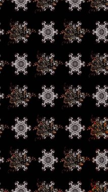 Çiçek desenli çizim. Raster illüstrasyonu. Asya tekstil tarzında. Siyah renkli çiçekler. Renkli Bahar Teması eskiz kalıbı. Düz Çiçek Elementleri Tasarımı.