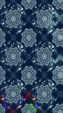 El yapımı çiçek ve bitki koleksiyonu. Raster illüstrasyonu. Robot resim tarzı mavi renkler. Şirin karalamalı çiçek desenli çizim. Raster illüstrasyonu.