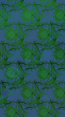 Elle boyanmış suluboya resim çizimleri, çiçekler ve bitkiler. Mavi renkte çiçekler.