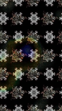 Çiçekli ipek eşarp. El çizimi çiçek unsurları olan soyut çizim raster deseni. 1950-1960 motifleri. Retro tekstil tasarım koleksiyonu. Siyah üstüne siyah..