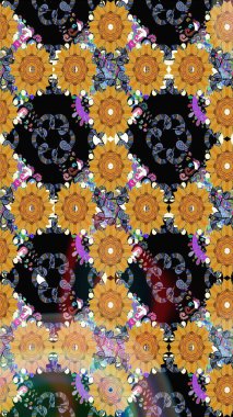 Eskiz arkaplan modeli. Vadinin çiçekleri siyah renklerde. Suluboya, elle çizilmiş. Raster - stok.