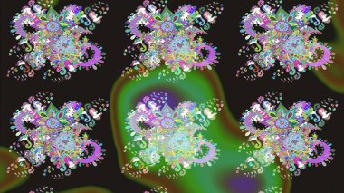 Raster illüstrasyonu. Gri renklerde bahar çiçekleri. Çiçek ve yapraklı karalama şeklinde Raster çiçek deseni.