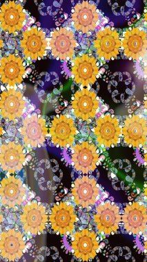 Çiçekli karalama şeklinde Raster çiçek deseni. Yumuşak, bahar çiçekli arka plan. Sarı renkte çiçekler.