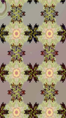 Gri renkli çiçekler. Hediye ambalaj kağıdı, tebrik kartları, posterler ve pankart tasarımı. Raster düz çiçek çizim deseni.