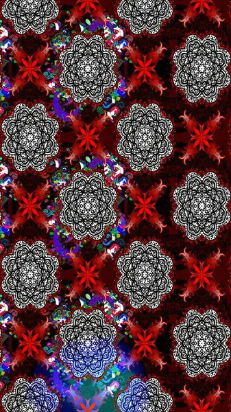 Desen, çizim, çiçek sınırı. Çiçek çelengi. Güzel, parlak, pürüzsüz kumaş, tuval. Kıvırcık, parlak örgü. Eski moda arka plan. Raster illüstrasyonu.