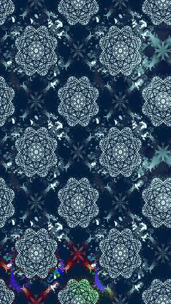 El yapımı çiçek ve bitki koleksiyonu. Raster illüstrasyonu. Robot resim tarzı mavi renkler. Şirin karalamalı çiçek desenli çizim. Raster illüstrasyonu.