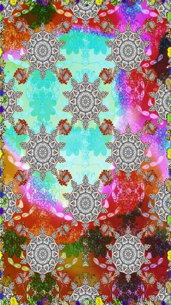 Gri ve nötr renkte çiçekler. Raster illüstrasyonu. Şatafatlı bahar bahçesi dokusu. Çiçek deseni. Çiçekler gri ve nötr renklerde pürüzsüz.