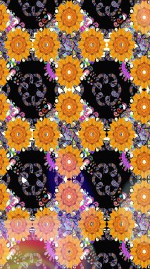 Çiçekli eskiz arkaplanı. Çocuk stili. Renkli Bahar Teması eskiz kalıbı. Düz Çiçek Elementleri Tasarımı.