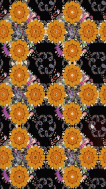 Küçük çiçekteki sevimli çiçek deseni. Raster illüstrasyonu. Çizim.