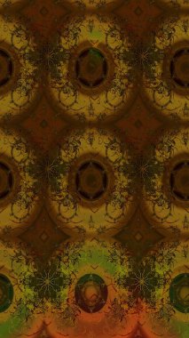 Raster illüstrasyonu. Şirin çiçekli eskiz deseni ve kahverengi renkli yapraklar, suluboya çiçek deseni, duvar kağıdı, kart veya kumaş için fayanslı.