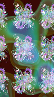 Raster çiçek desenleri çiziyor. Vadinin yeşil renkli çiçekleri.