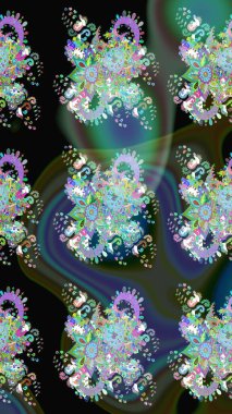 Raster düz çiçek çizim deseni. Yeşil renkli çiçekler. Tasarım hediye paketi, tebrik kartları, posterler ve afiş tasarımı.