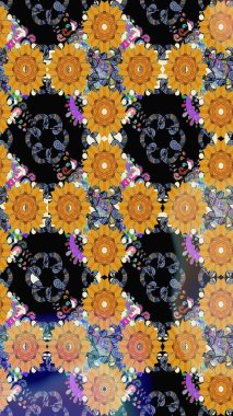 Doodle çiçekler ve dalları, otlar ve çiçekler. Elle çizilmiş. Raster resim. Güzel kumaş deseni.