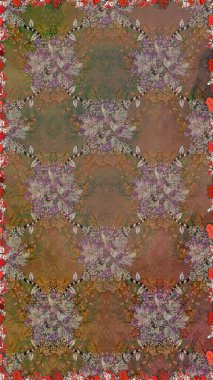 Modern, kahverengi ve bej renkli duvar kâğıdı resimli klasik çizgili, desenli desenli çiçekler, çiçekli süsler. Çiçekli el, pürüzsüz desen..