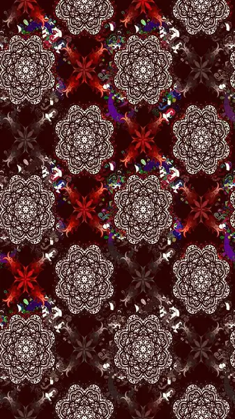 Yapraklı çiçekler ve kahverengi renkli papatya çiçekleri. Eskiz arkaplan modeli. Raster - stok.