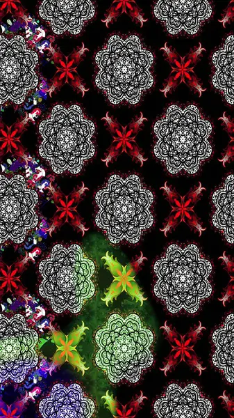 3D çiçekler, eskiz. Raster illüstrasyonu. Siyah renklerde.