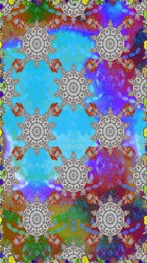 Kusursuz Renksiz Bahar Temalı Kusursuz Arkaplan. Sevimli çiçek raster deseni. Mavi ve gri renkte çiçekler. Düz Çiçek Elementleri Tasarımı.