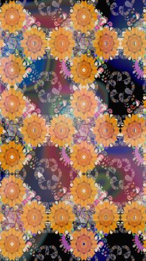 Güzel çiçek deseni. Turuncu renkli çiçekler. Renkli Bahar Teması eskiz kalıbı. Düz Çiçek Elementleri Tasarımı.