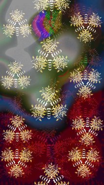 Güzel kumaş deseni. Raster illüstrasyonundaki çiçek desenli çizim. Raster illüstrasyonu. Gri renklerde.