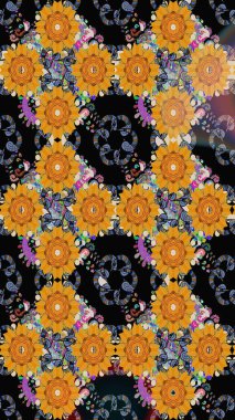 El yapımı çiçek ve bitki koleksiyonu. Raster illüstrasyonu. Eskiz tarzı siyah renkler. Şirin karalamalı çiçek desenli çizim. Raster illüstrasyonu.