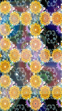 Çiçekli yumuşak bir eskiz şekli. Raster çiçekleri klasik tarzda çizilmiş. Nazikçe, sarı renkte bahar çiçekleri. Raster illüstrasyonu.