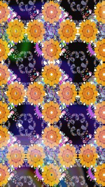 Çiçekli karalama şeklinde Raster çiçek deseni. Nazik, narin çiçek arkaplanı. Sarı renkte çiçekler.