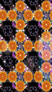 Bahar çiçekleriyle güzel bir çiçek deseni çizmişsin. Güzel kumaş deseni. Raster illüstrasyonu.