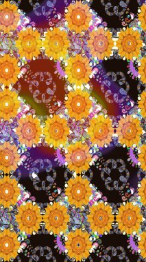 Sarı renkli çiçek desenli çizim. Sulu boya tarzında sarı renkte çiçekler.