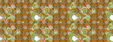 Desen, çizim, çiçek sınırı. Çiçek çelengi. Güzel, parlak, pürüzsüz kumaş, tuval. Kıvırcık, parlak örgü. Eski moda arka plan. Raster illüstrasyonu.