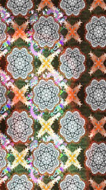 Çiçek desenli çizim. Raster illüstrasyonu. Asya tekstil tarzında. Tarafsız renklerde çiçekler. Renkli Bahar Teması eskiz kalıbı. Düz Çiçek Elementleri Tasarımı.