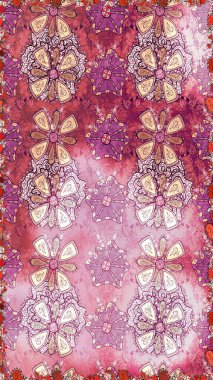 Ağaç dallı bahar çiçekleriyle desen, pembe renklerde ve çiçek siluetiyle nötr renkler. Raster deseni.