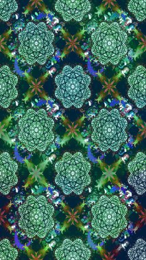 Suluboya çiçekli çiçek deseni. Raster illüstrasyonu. Mavi renkte güzel tekstil.