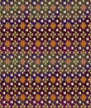 Kahverengi renkli çiçekler. Kumaş desenli papatya çiçekleri ayrıntıları.