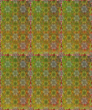 Çiçekli karalama şeklinde Raster çiçek deseni. Yumuşak, bahar çiçekli arka plan. Yeşil ve kahverengi renkte çiçekler.