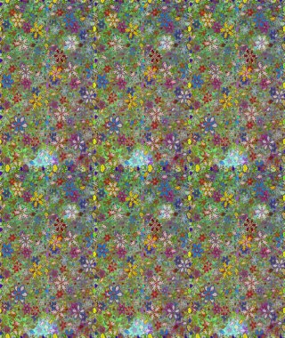 Yeşil ve nötr renklerde çiçekler. Çiçeklerle kusursuz desen. El çizimi. Suluboya çizimi.