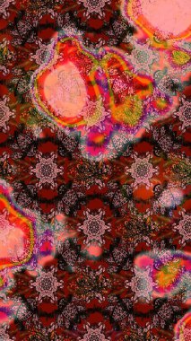 Kahverengi renkli etnik çiçeklerin olduğu zarif bir eskiz modeli. Raster Çiçek İllüstrasyonu güzel tekstil..